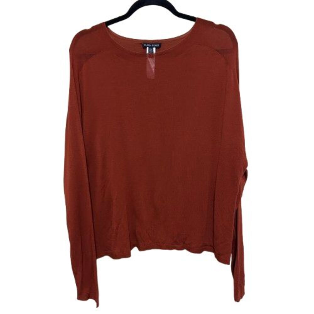 Eileen Fisher Sweater Womens Large Brown Burnt Sienna Lightweight Oversized
